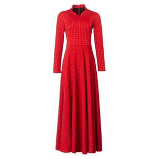 春秋季连衣裙长款2025新款长袖收腰气质修身到脚踝大摆长裙子