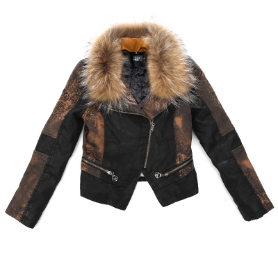 皮棉衣短款外套加棉加厚毛领套装