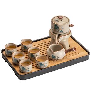 米黄汝窑自动茶具套装陶瓷茶壶功夫茶杯茶盘轻奢高档家用喝茶中式