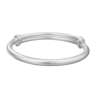 古法银手镯妈妈款实心9999纯银素圈推拉镯子女送妈妈生日礼物银饰