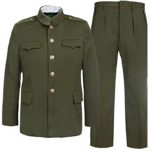 老货正品87马裤呢冬常服全毛料中山装收藏军黄绿87老式冬服套装