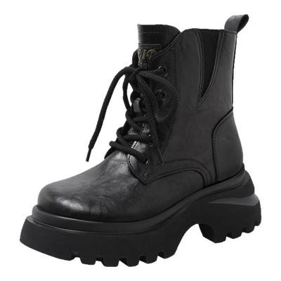 爆款真皮厚底英伦风马丁靴女款