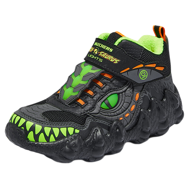 Skechers斯凯奇魔术贴男童运动鞋2026春季怪兽造型闪灯鞋中帮休闲
