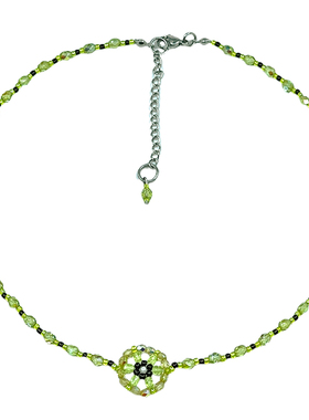 手工编制奇异果项链捷克珠锁骨链