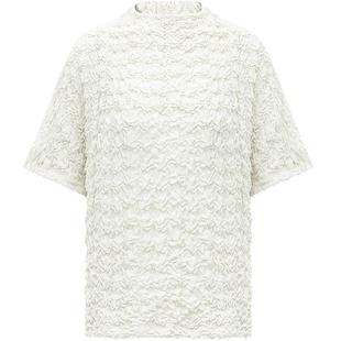 COCOBELLA立体抽褶针织短袖T恤女气质肌理感蝙蝠袖上衣TS7007