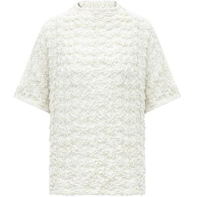 COCOBELLA立体抽褶针织短袖T恤女气质肌理感蝙蝠袖上衣TS7007