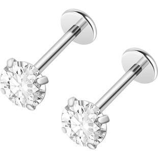 F136医用钛合金钻石耳钉女养耳洞耳环男睡觉免摘耳骨钉唇钉耳饰品