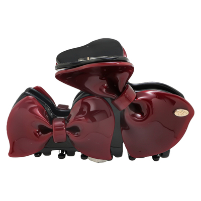 法式优雅红色蝴蝶结抓夹女