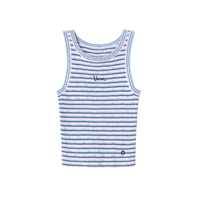 Uena复古肌理感条纹背心