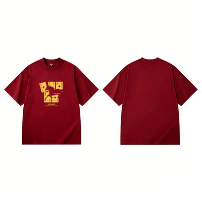 布懒德扑马年限定葫芦出马德州扑克男红色本命年T恤