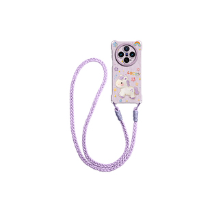 可爱小马适用vivox300pro手机壳x300ultra新款x200四角保护套紫色ultra女vivo硅胶x100可背斜挎腕带挂绳pro年