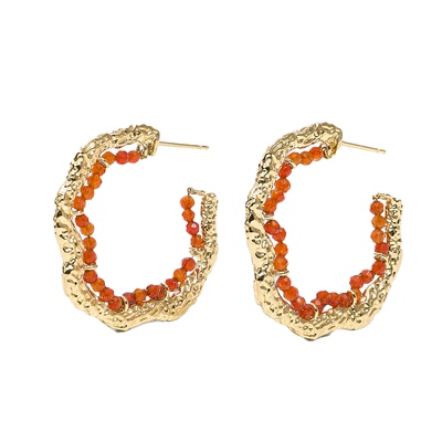 Wens肌理感红玛瑙耳环女度假风