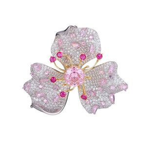 重工高档奢华镶石玫瑰花切锆石花蕊胸针立体高级感花卉别针配饰女