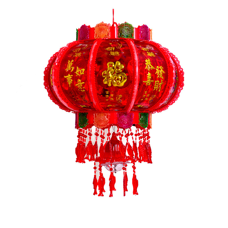 七彩旋转灯笼新年春节LED走马灯