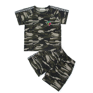 儿童迷彩服套装帅气男童夏季纯棉短袖短裤军训表演服男孩军人服装