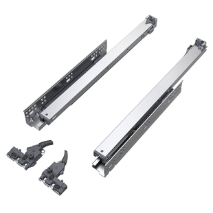 左邻5D全拉出隐藏轨三节阻尼反弹缓冲静音抽屉可调节托底导轨