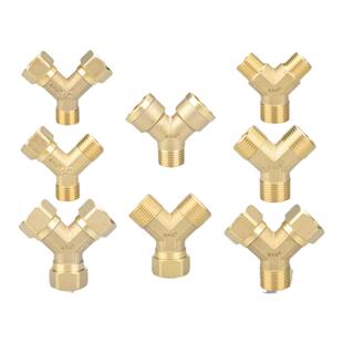 黄铜Y型4/6分内外丝活接三通接头一进二出水管燃气管分水器配件