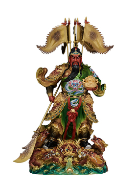 九龙关公神像武财神摆件黄铜招财