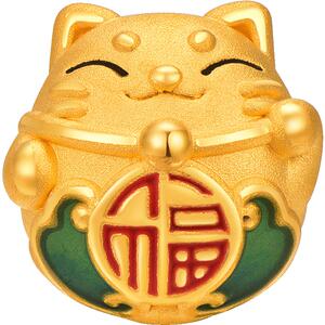 明牌珠宝硬金如意猫串珠 足金路路通手串黄金招福猫AFP0586