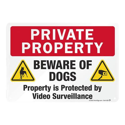 英文内有恶犬警示牌标识牌BEWARE OF DOGS院内有狗请勿靠近内有监控提示告知牌家有猛犬小心有狗指示标志牌