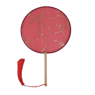 瑕疵款新娘婚礼团扇中式秀禾服汉服红色贴花烫金芒种舞蹈宫圆扇子