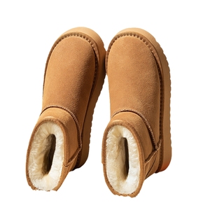 达芙妮厚底雪地靴女2025新款冬季保暖短靴桑坡面包鞋加绒东北棉鞋