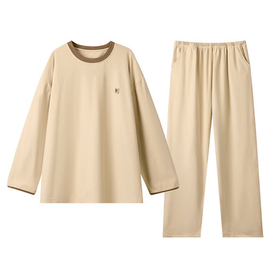 睡衣女冬季德绒圆领简约休闲套服