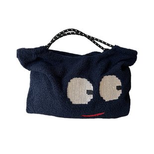 快乐值拉满~搞怪可爱韩系眼睛笑脸毛绒单肩包包手提包可加肩带