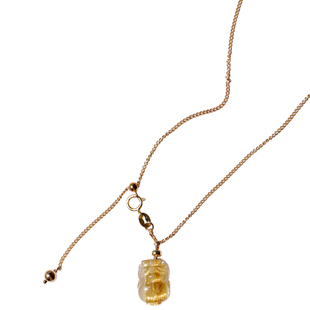 天然貔貅 金发晶钛晶吊坠黄水晶14k锁骨链不褪色正品礼物 女项链