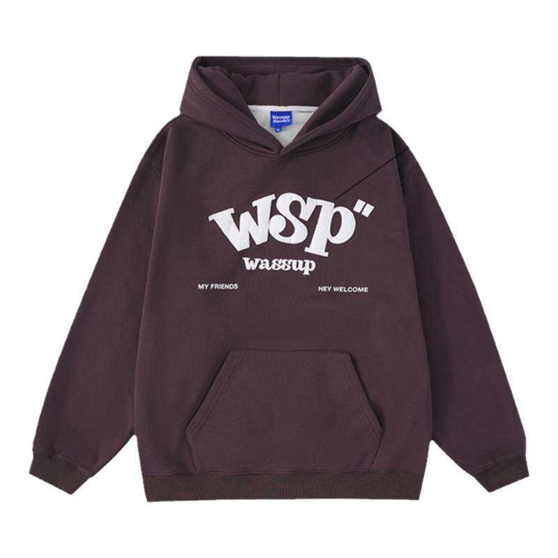 WASSUP发泡字母情侣连帽卫衣