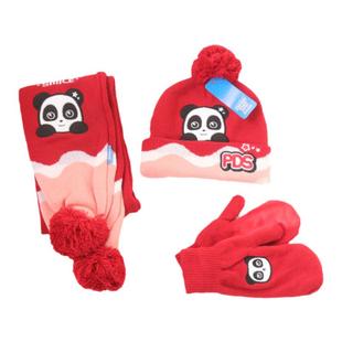 熊猫生活馆针织帽子围巾手套儿童保暖节日氛围感冬季暖和毛绒礼物
