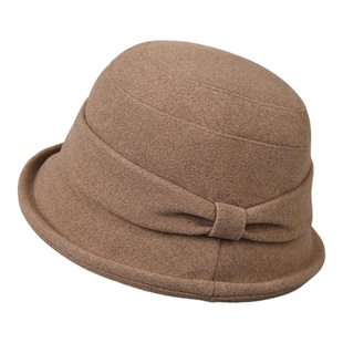 女士纯色渔夫帽秋冬款布帽子中年妈妈简单优雅大气素色显脸小盆帽