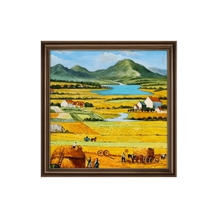 梵高麦田丰收餐厅墙上小装饰画美式玄关挂画客厅背景墙风景油画