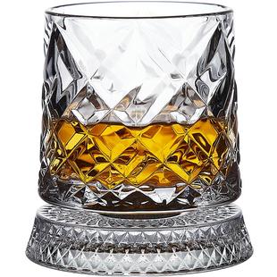 高级感创意水晶玻璃威士忌洋酒杯家用旋转不倒翁白兰地杯啤酒杯子