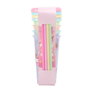 miniso名创优品三丽鸥吸管塑料杯可爱便携玉桂狗水杯4个装520mL