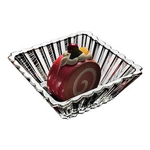 水晶玻璃碗糖果欧式水果盘方形带盖精致小果盘醉虾收纳盒四方高端