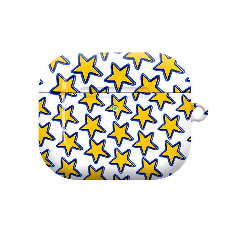 小众简约黄色星星叠加艺术卡通ins风适用于AirPods3代耳机壳AirPodsPro第二代/一代保护套光面硬壳AirPods4代
