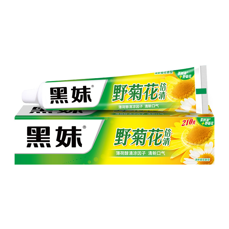 210g黑妹野菊花牙膏官方正品不含氟家庭装家用清新口气成人牙膏