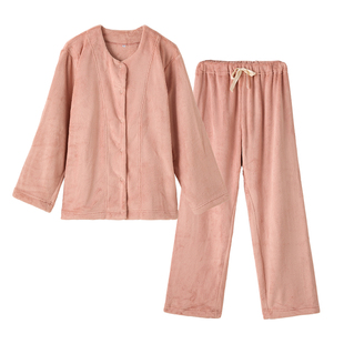 康妮雅女睡衣秋冬舒适暖绒法兰绒厚款长袖长裤套装保暖家居服新款