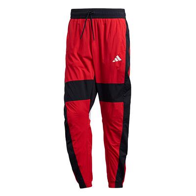 阿迪达斯春男子红色运动收口长裤