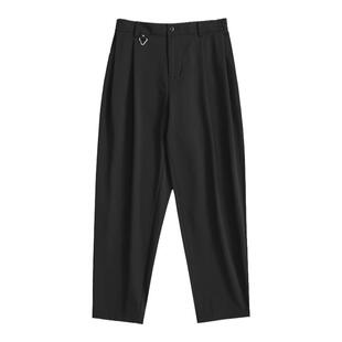 收留原创男士春秋休闲裤日本进口面料黑色锥形宽松速干抗皱小脚裤
