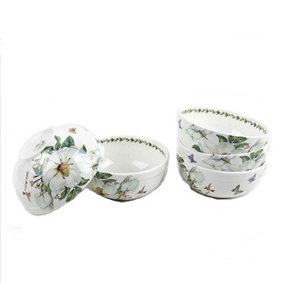 韩国进口白玉兰花饭碗小碗汤碗小中大号骨粉骨瓷瓷器陶瓷餐具套碗