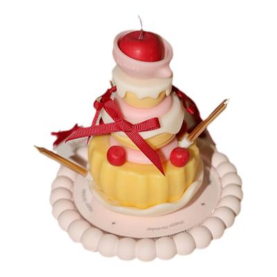 alfafa许愿蛋糕系列少女红丝带蝴蝶结叠叠蜡香薰蜡烛礼盒小众礼物
