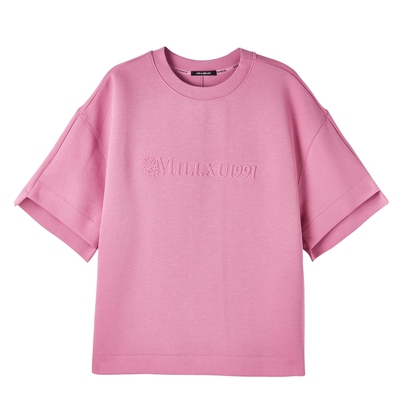 U/TI联名款粉色空气棉短袖T恤女装 百搭休闲上衣尤缇2024春季新款