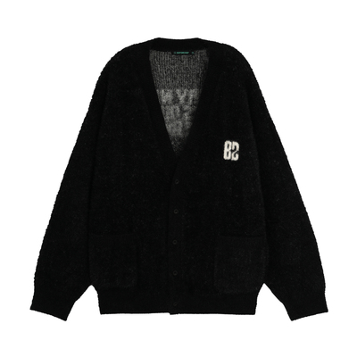 仿貂毛黑色毛衣开衫外套