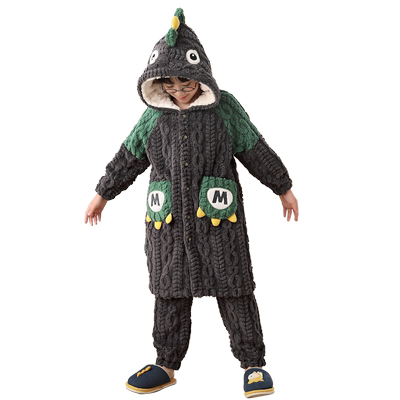 冬季男童法兰绒睡衣长款套装