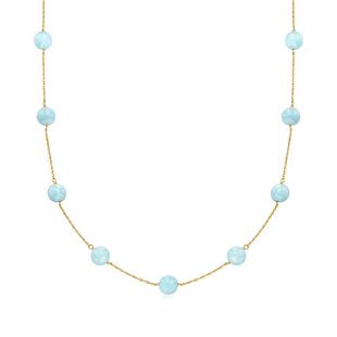 自营Ross-Simons 14kt 黄金乳白色海蓝宝石串珠项链 16 英寸 美国