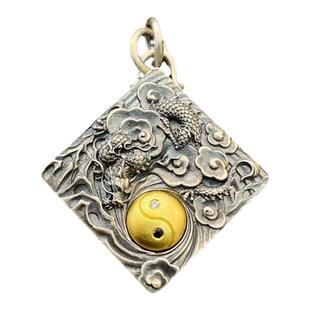 【藏玺物与悟/缘】925纯银乾坤圈吊坠民族风银饰精雕细琢文玩挂坠