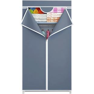 简易衣柜家用卧室全钢架加粗加厚布衣柜出租房组装立式落地衣橱子