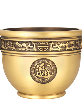 铜象鼻缸黄铜聚宝盆家居摆件